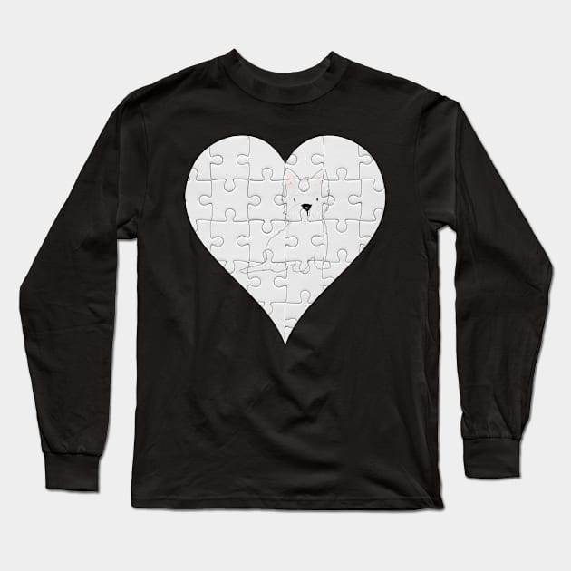 West Highland White Terrier Heart Jigsaw Pieces Design - Gift for West Highland White Terrier Lovers Long Sleeve T-Shirt by HarrietsDogGifts